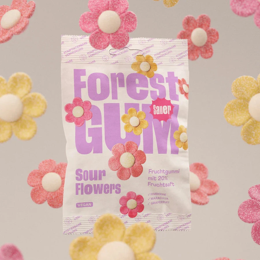 Forest-Gum Fruit de la Passion en forme de Fleur Sachet; 100g