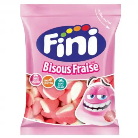 Bisous Fraise Fini Conditionnement : Sachet 90gr